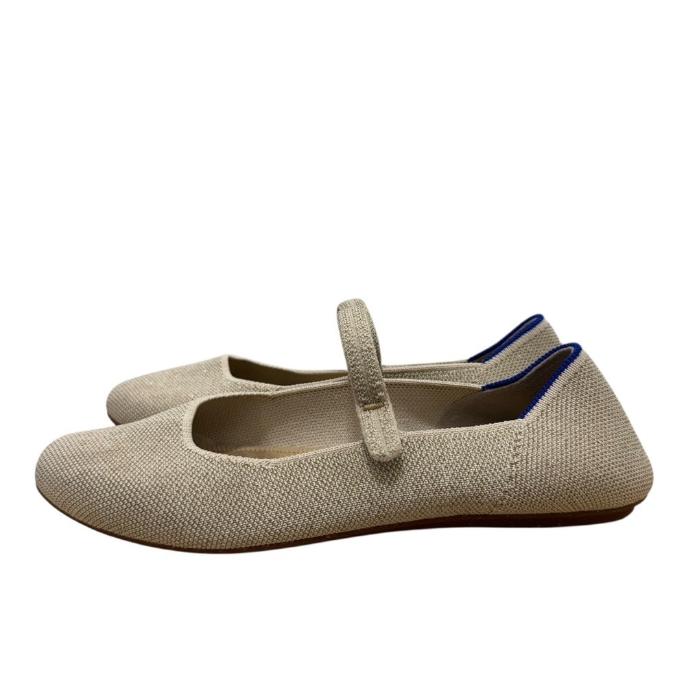 Rothy's The Square Mary Jane Beige Gardenia‎ Shimmer Flats 7.5 - Picture 3 of 6